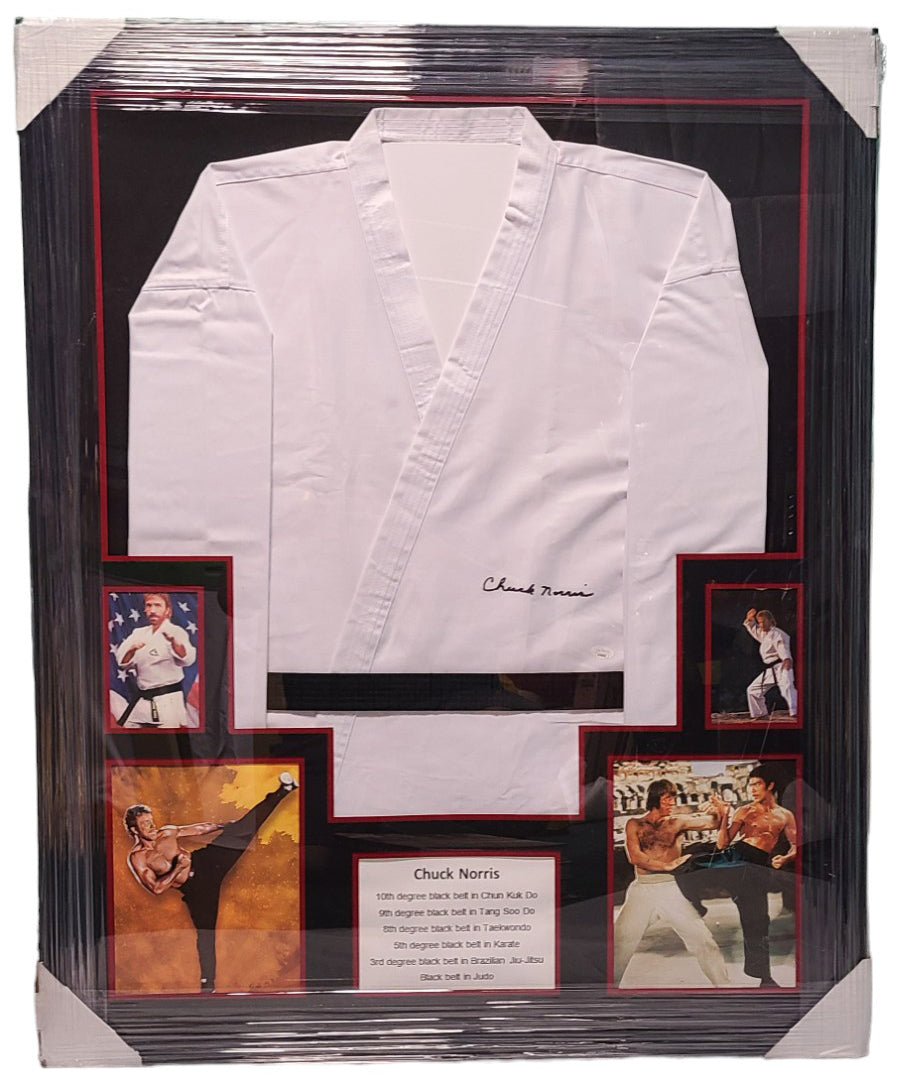 Chuck Norris Signed Karate Uniform Framed Custom Display JSA WITNESS