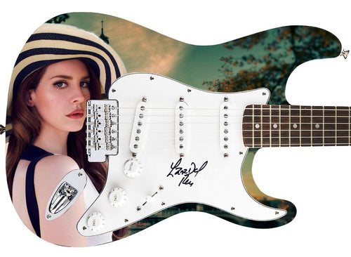 Lana Del Rey Signed Custom Graphics Guitar