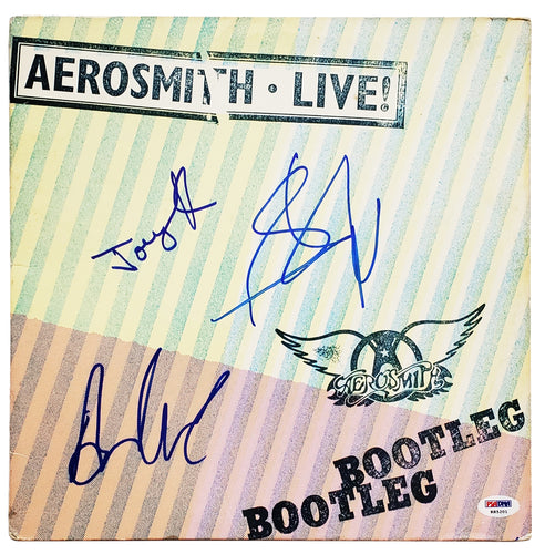 Aerosmith Autographed X3 Signed Bootleg Live! Album Record LP