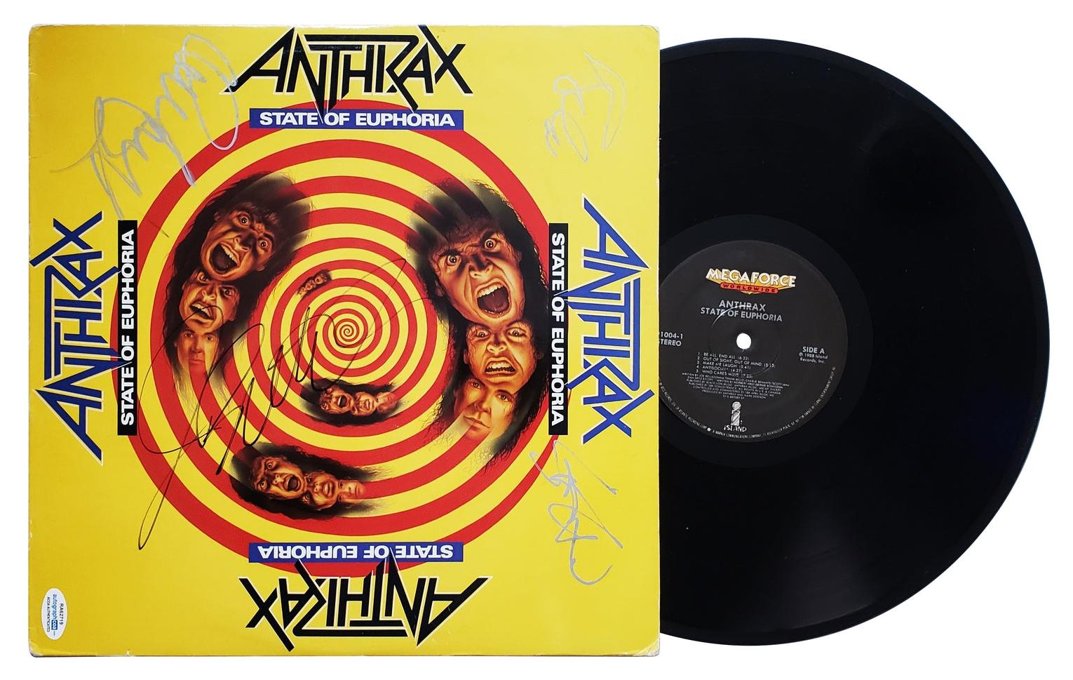 Anthrax Autographed Signed State Of Euphoria Album Record LP