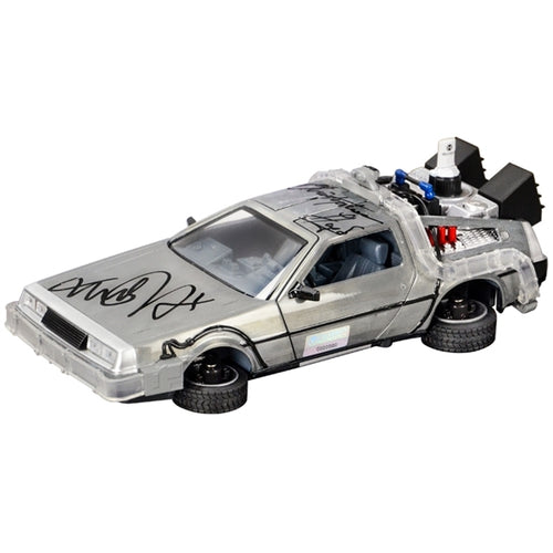 Michael J. Fox Christopher Lloyd Signed Back to the Future 1:24 DeLorean Car