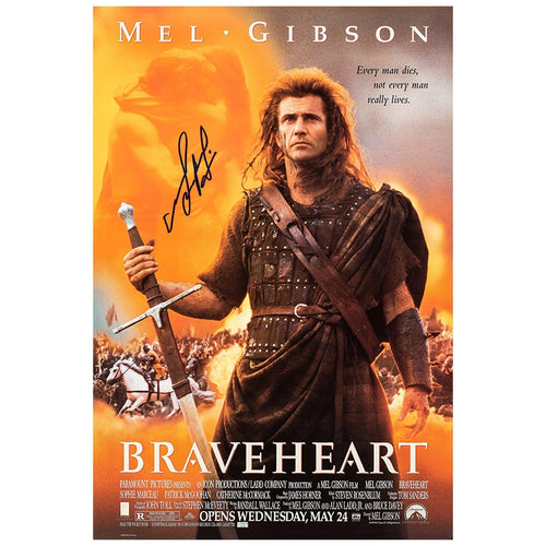 Mel Gibson Autographed 1995 Braveheart 27x40 Movie Poster