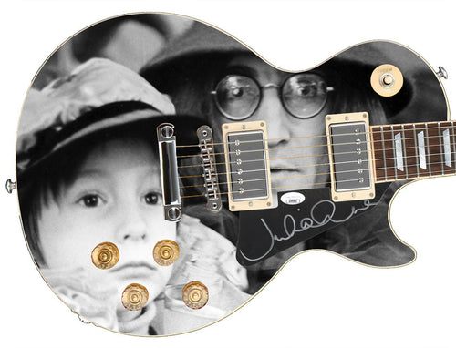 Julian Lennon w Beatles John Signed Custom Graphics Guitar