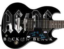 Load image into Gallery viewer, Angus Young AC/DC Signed w Lyrics Custom Graphics Back In Black Epiphone Guitar

