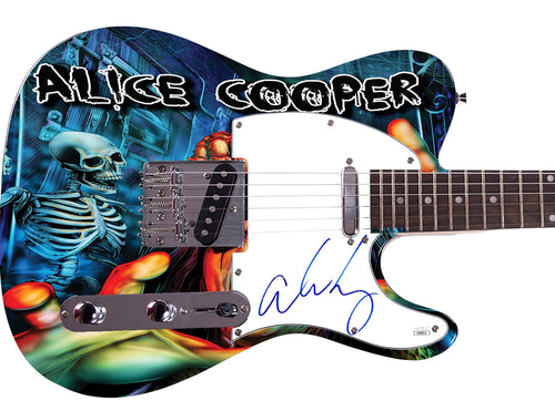 Alice Cooper Signed Custom Graphics Guitar