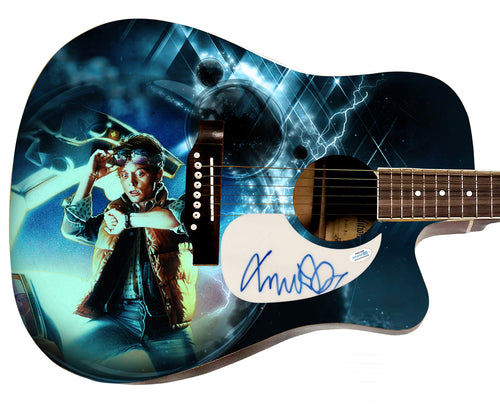 Michael J. Fox Autographed Back To The Future Graphics 1/1 Acoustic Guitar