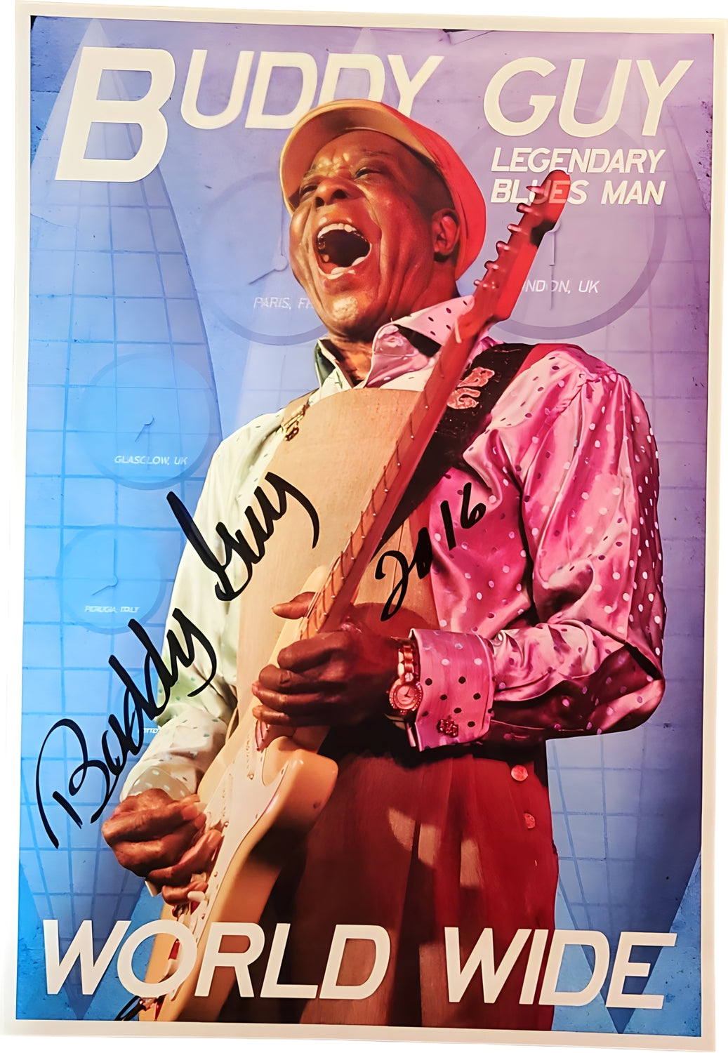 Buddy Guy Autographed London Italy Paris UK Legendary Blues Man Litho Poster