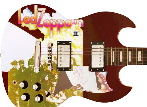 Led Zeppelin Jimmy Page Signed Whole Lotta Love II Lp Cd Custom Graphics Guitar