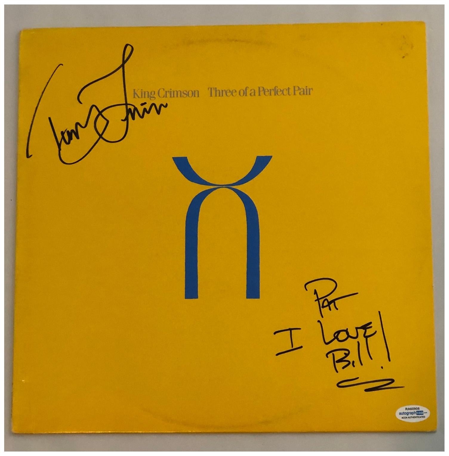 King Crimson Three of a Perfect Pair Autographed Vinyl Album Lp