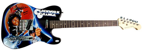 Clockwork Orange Malcolm McDowell Signed Graphics Photo Guitar ACOA Witness ITP