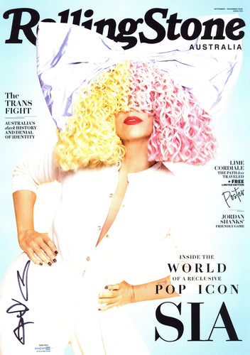 Sia Furler Autographed 12x18 Rolling Stone Australia Magazine Poster Photo