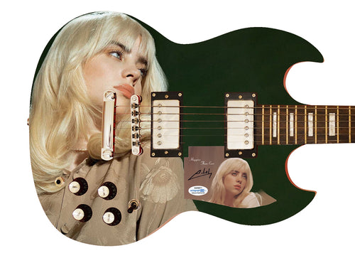 Billie Eilish Happier Than Ever Autographed Custom Photo Graphics Guitar ACOA
