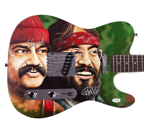 Cheech And Chong Autographed Graphics Photo Signed Guitar