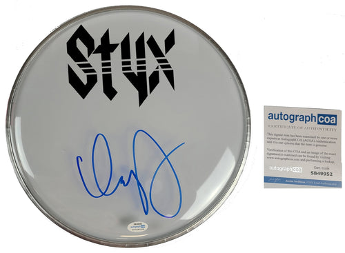 Styx Dennis Deyoung Autographed 12 Inch Clear Drum Head Drumhead
