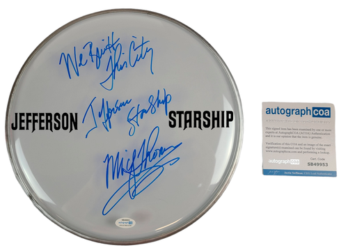 Jefferson Starship Mickey Thomas Signed 12 Inch Clear Drum Head Drumhead
