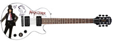 Load image into Gallery viewer, Alice Cooper Signed w Lyrics &amp; Sketch Photo Graphics Epiphone Guitar Exact Proof
