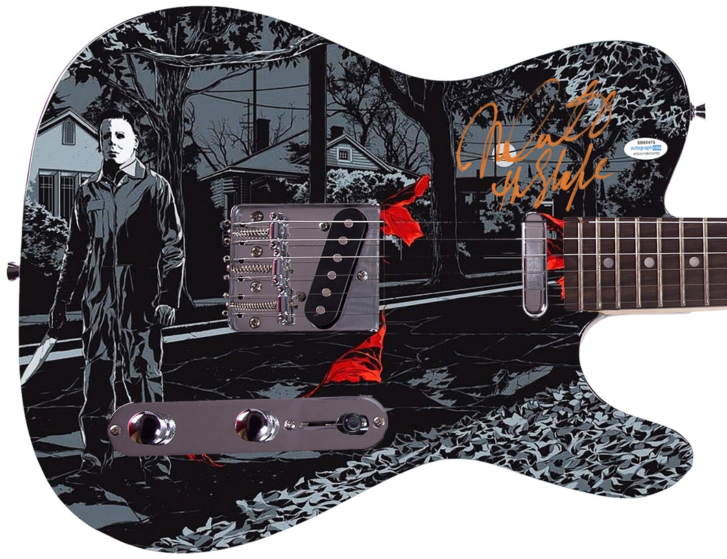 Nick Castle Autographed Halloween Michael Myers Photo Guitar Exact Proof