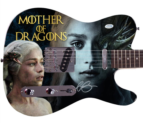 Emilia Clark Game Of Thrones Signed 1/1 Custom Graphics Photo Guitar