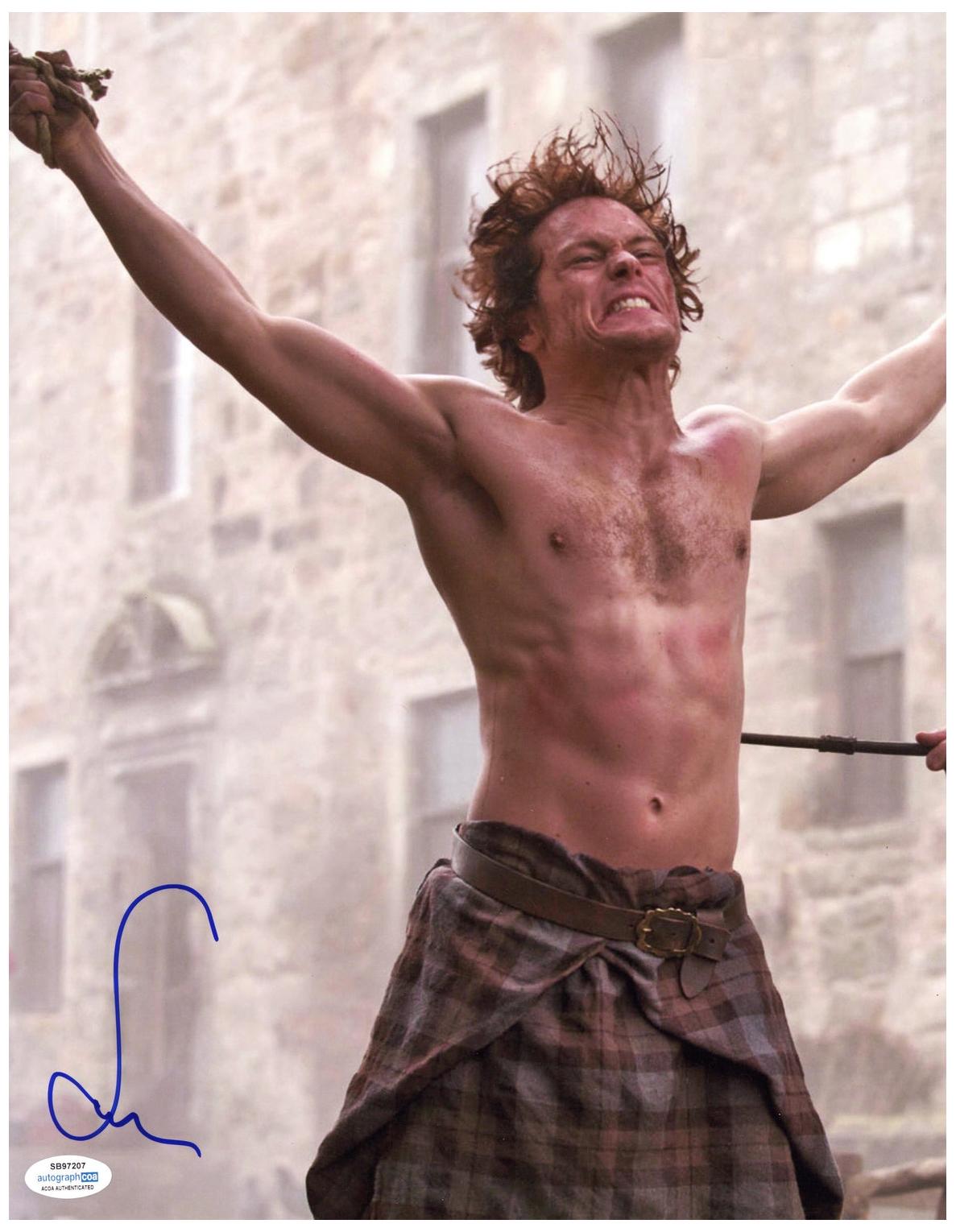 Sam Heughan Autographed Signed 11x14 Shirtless Outlander Photo