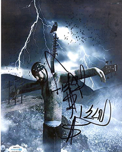 Korn Fieldy Autographed Signed 2x 8x10 Lightning Cross Photo