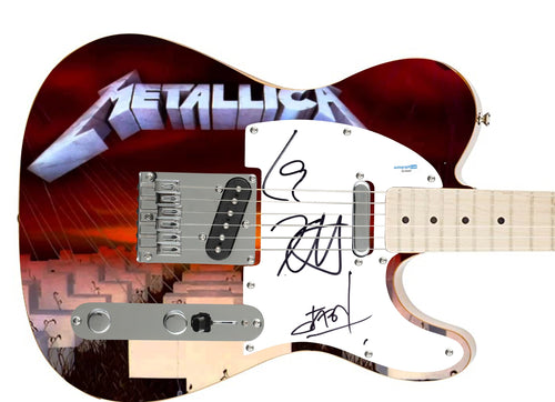 Metallica Signed 1/1 Master of Puppets Album Custom Graphics Fender Guitar