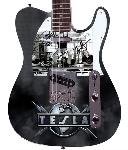 Tesla Band Autographed Custom Graphics Guitar