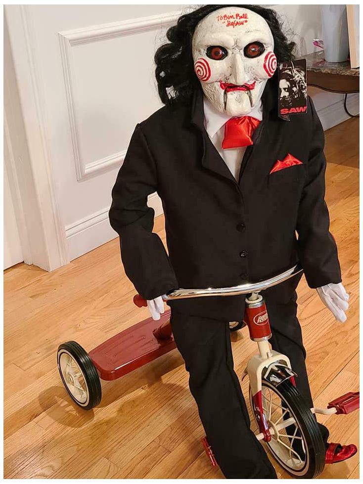 Tobin Bell Autographed Saw Jigsaw Billy Puppet Doll with Tricycle