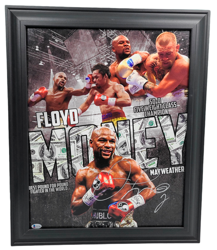 Floyd Money Mayweather Jr. Autographed Custom Photo Framed Canvas  BAS