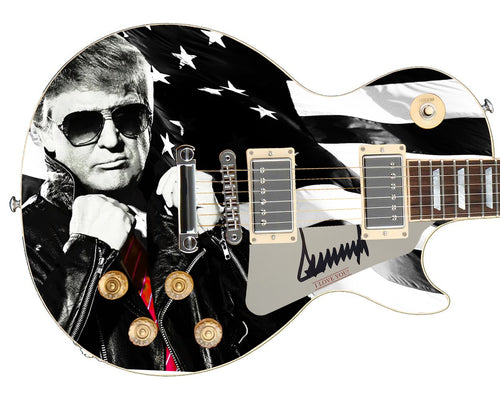 President Donald Trump Autographed Leather Jacket n Flag Custom Graphics Guitar