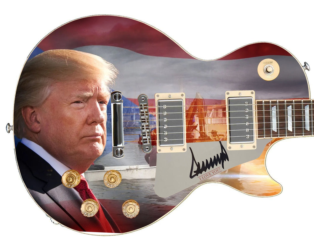 President Donald Trump Autographed Custom Fighting For America Graphics Guitar