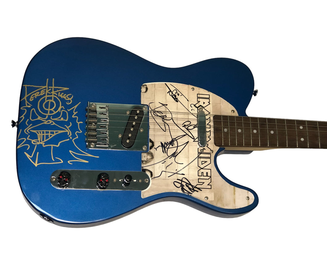 Iron Maiden Signed Custom Guitar with Derek Riggs Eddie Sketch
