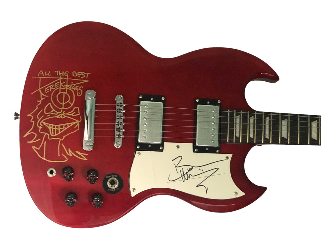 Iron Maiden Autographed Guitar w Hand Drawn Eddie Sketch