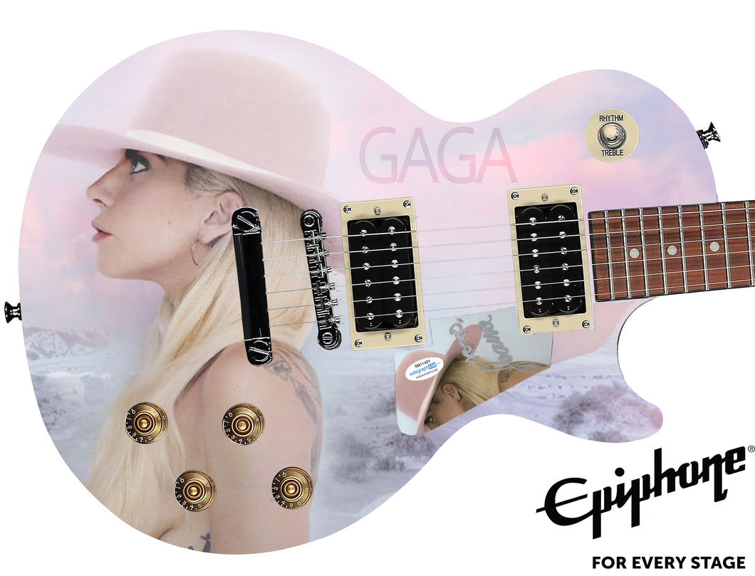 Lady Gaga Signed Gibson Epiphone Les Paul Graphics Guitar ACOA