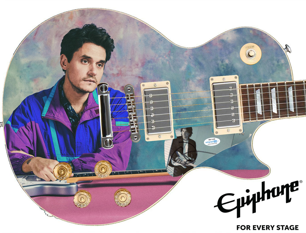 John Mayer Epiphone Signed Custom Photo Graphics Guitar ACOA