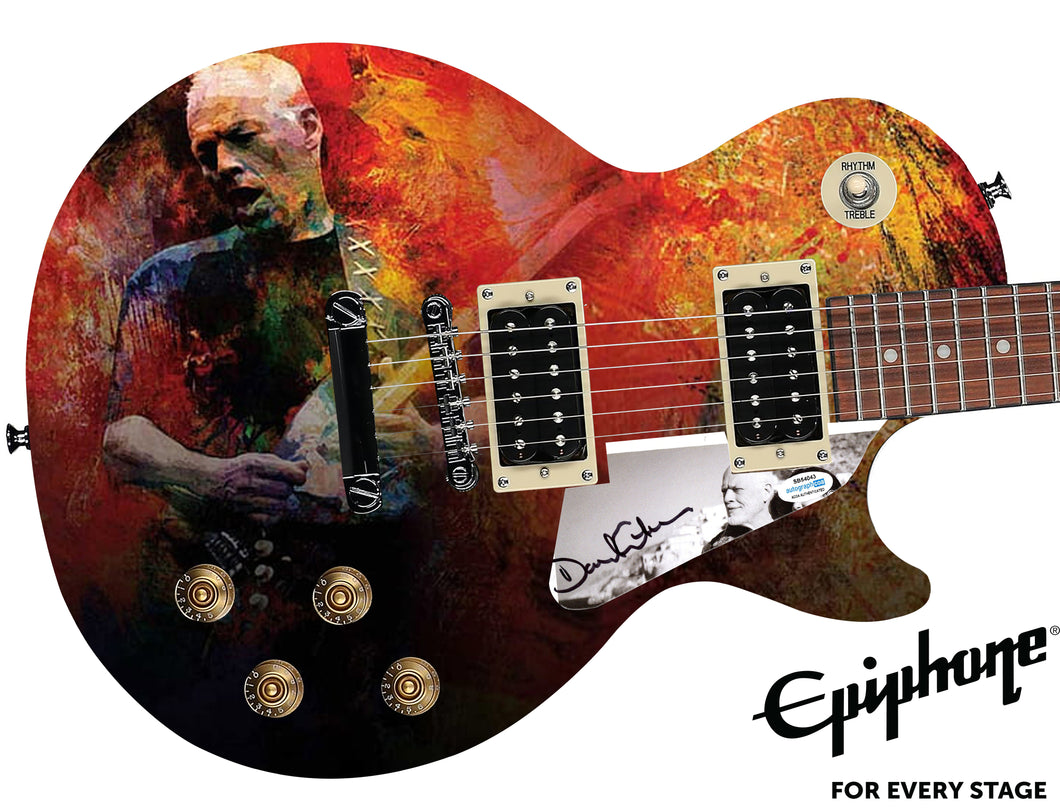 Pink Floyd David Gilmour Signed Gibson Epiphone Les Paul Graphics Guitar ACOA