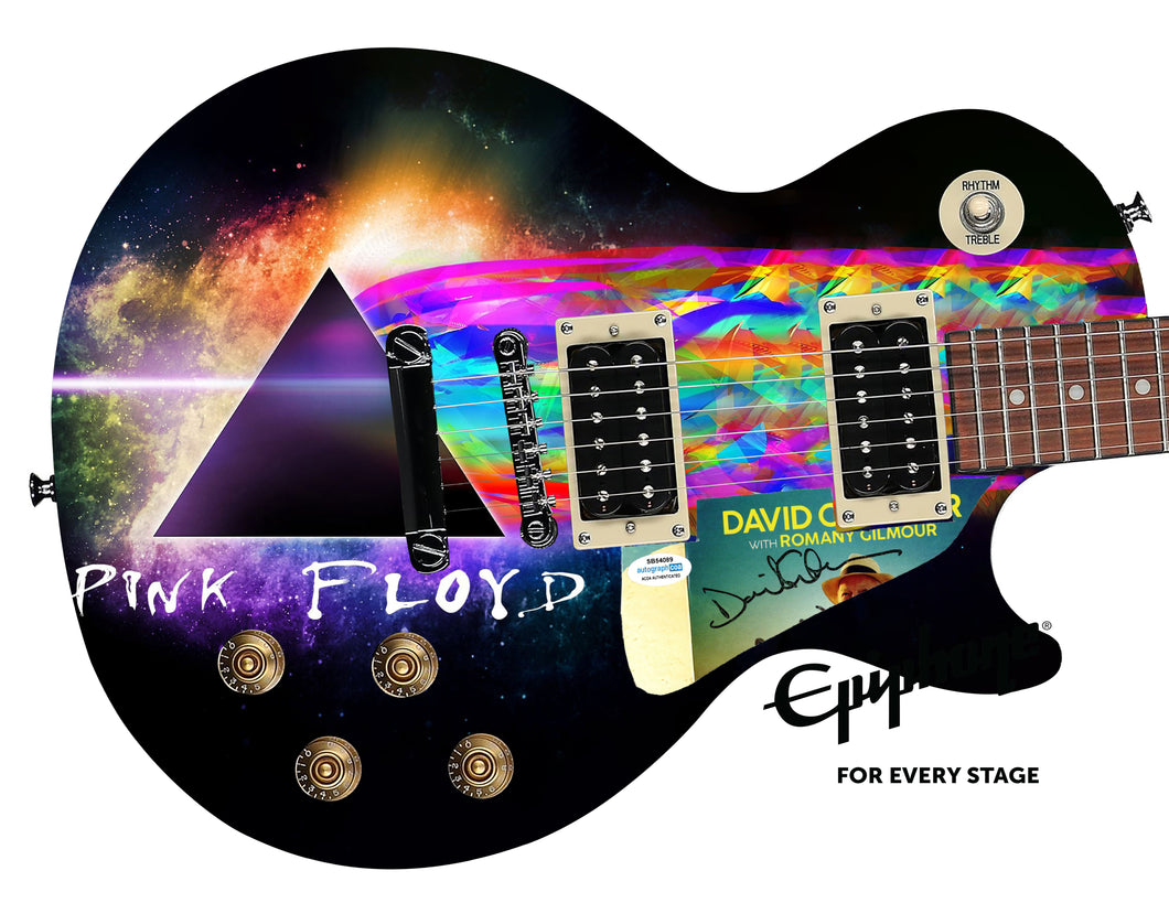 Pink Floyd David Gilmour Epiphone Signed Custom Photo Graphics Guitar ACOA