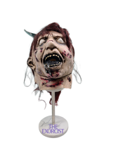 Load image into Gallery viewer, Linda Blair Signed Autographed The Exorcist Mask &amp; Custom Display Stand ACOA ITP
