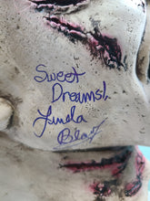 Load image into Gallery viewer, Linda Blair Signed Autographed The Exorcist Mask &amp; Custom Display Stand ACOA ITP

