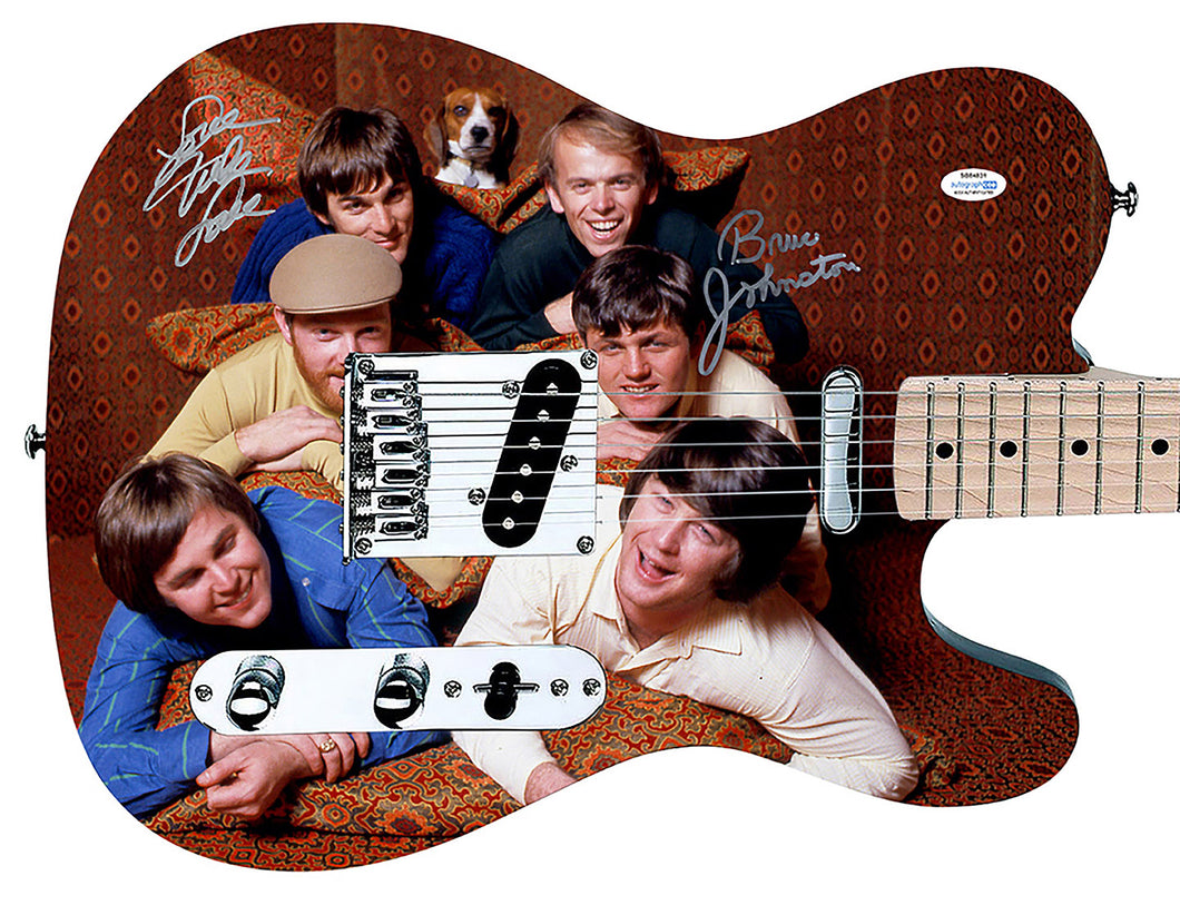 The Beach Boys Bruce Johnston Mike Love Signed Graphics Guitar Exact Proof ACOA