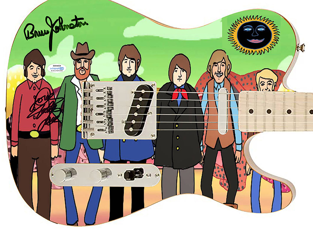 The Beach Boys Signed Band Cartoon Photo Graphics Fender Guitar ACOA Exact Prof