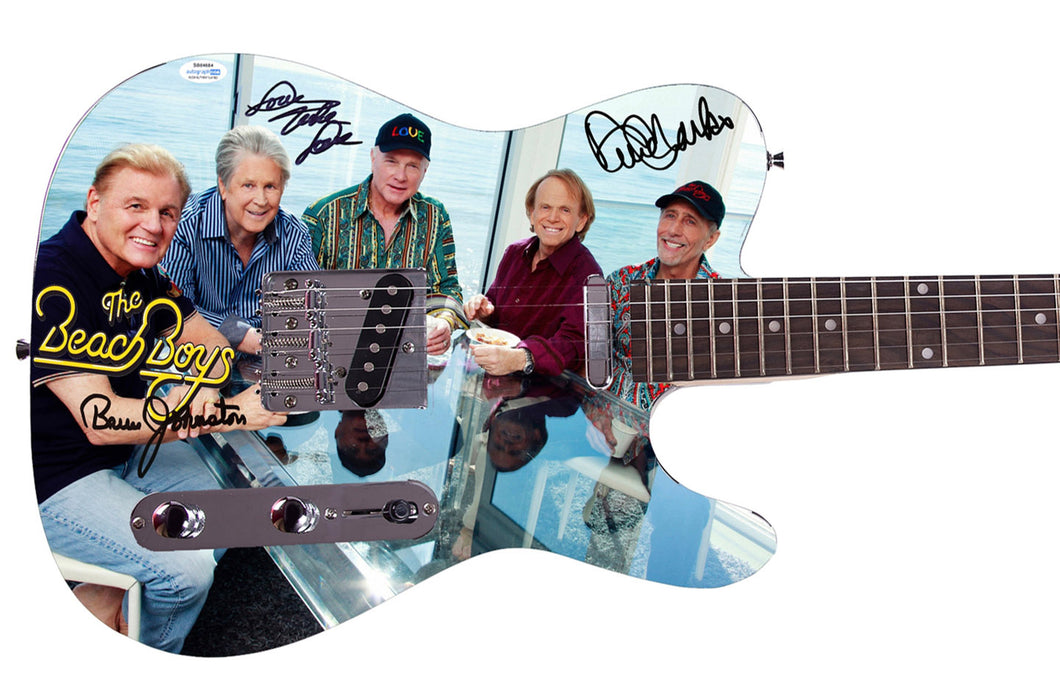 The Beach Boys Signed Graphics Album Group Photo Guitar ACOA Exact Proof