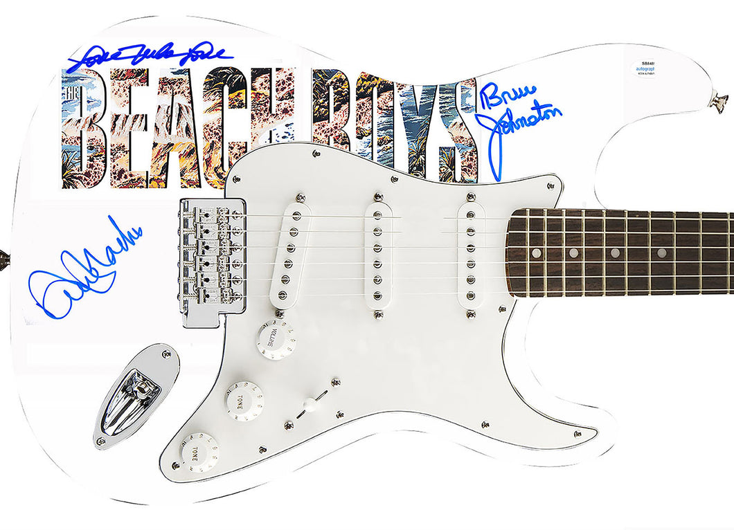 The Beach Boys Signed Band Logo Photo Graphics Fender Guitar Exact Proof