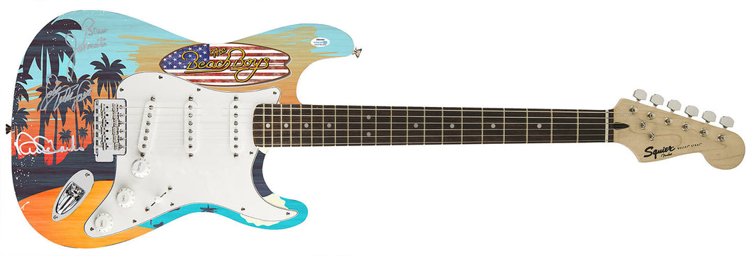 The Beach Boys Signed Beach Photo Graphics Fender Guitar Exact Proof ACOA