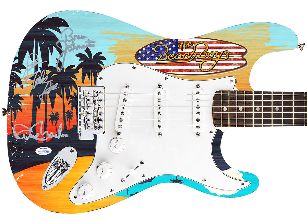 Beach Boys Johnston Marks Mike Love Signed 1/1 Graphics Guitar ACOA Exact Proof