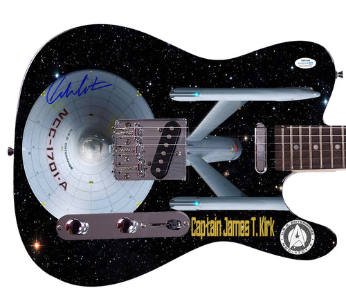 William Shatner Autographed Star Trek U.S.S. Enterprise Custom Graphics Guitar