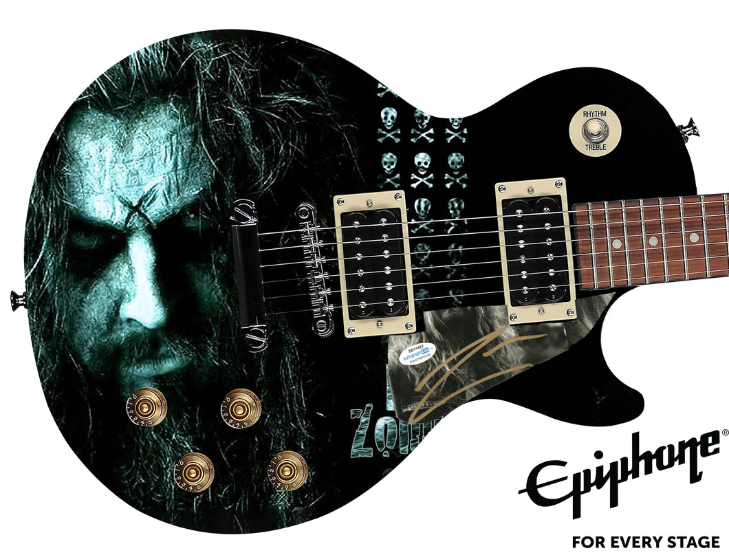 Rob Zombie Epiphone Signed Custom Photo Graphics Guitar ACOA