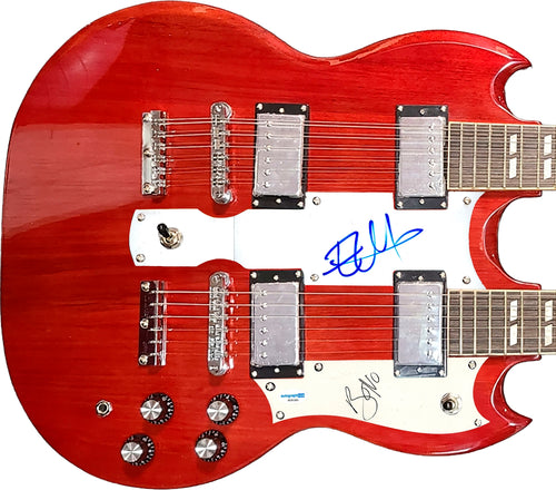 U2 Bono & Edge Signed 18-String Double Neck SG Graphics Guitar