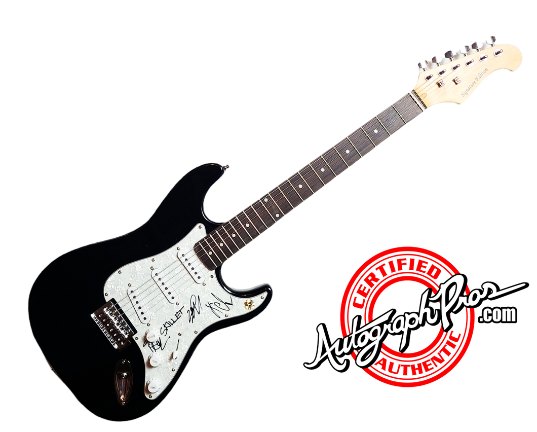 Skillet Autographed Signed Guitar UACC AFTAL RACC TS