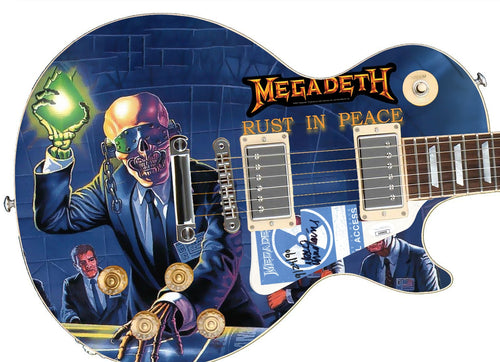 Dave Mustaine of Megadeth Signed Custom Graphics Rust In Peace LP Guitar