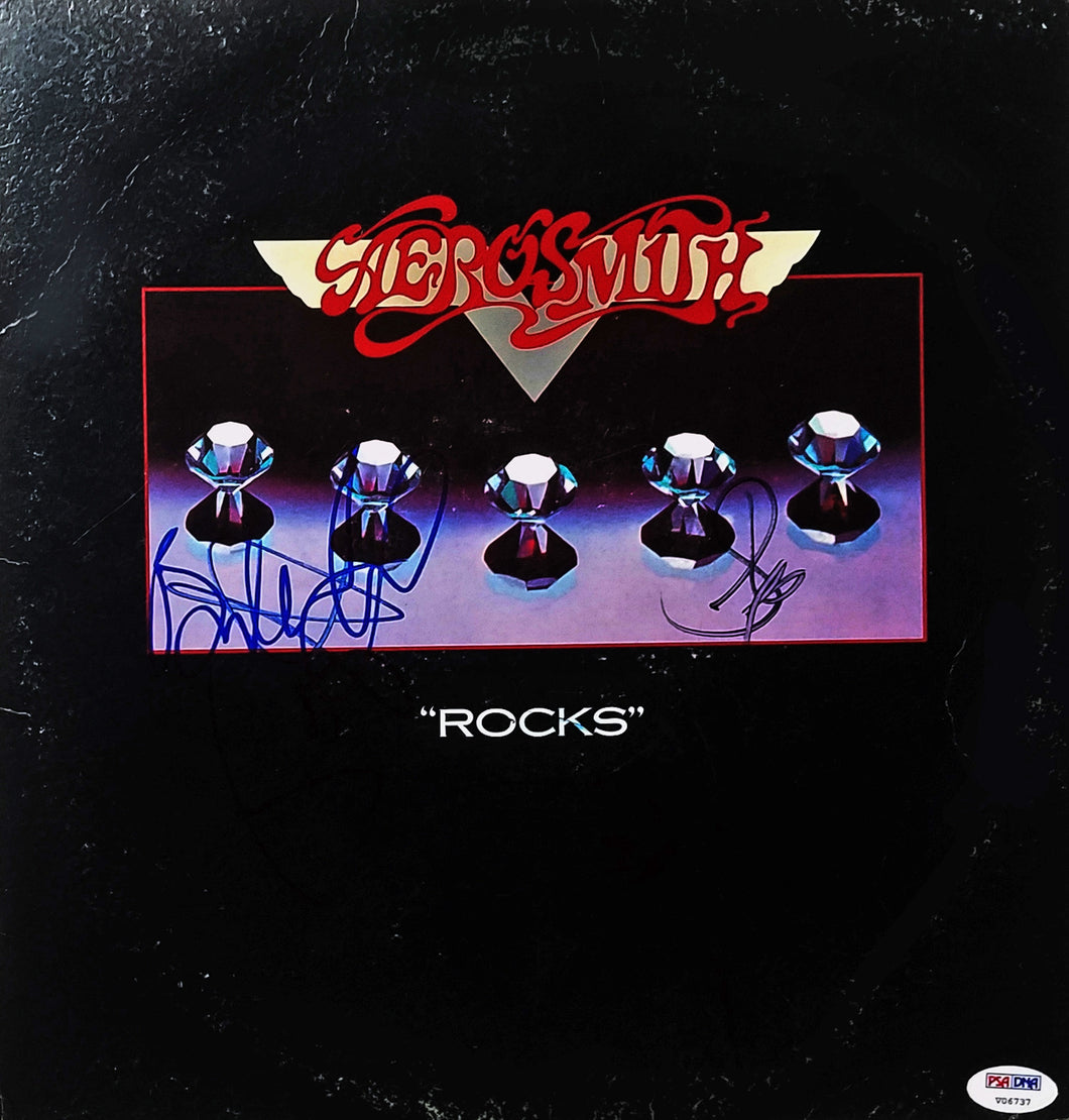 Aerosmith Autographed X4 Signed Rocks Record Album LP Steven Tyler